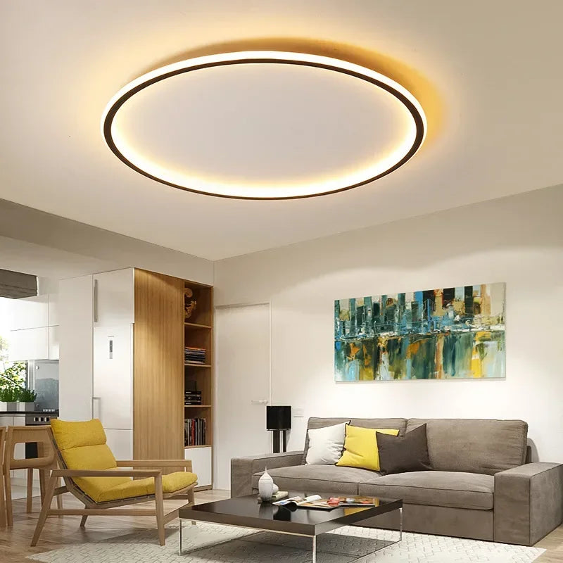 Plafonnier LED Rond - Lampe de Plafond en Métal et Verre pour Éclairage Intérieur