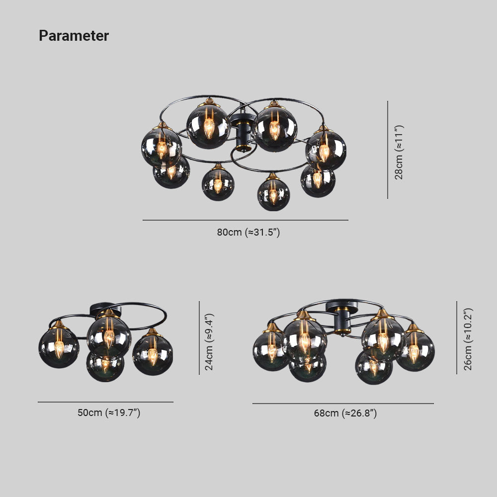 Lampe de Plafond LED avec Abat-Jours en Verre - Luminaire 4, 6 ou 8 Lumières Compatible E27