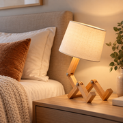 Lampe de Bureau Robot en Bois - Lampe de Lecture et Décoration Intérieure