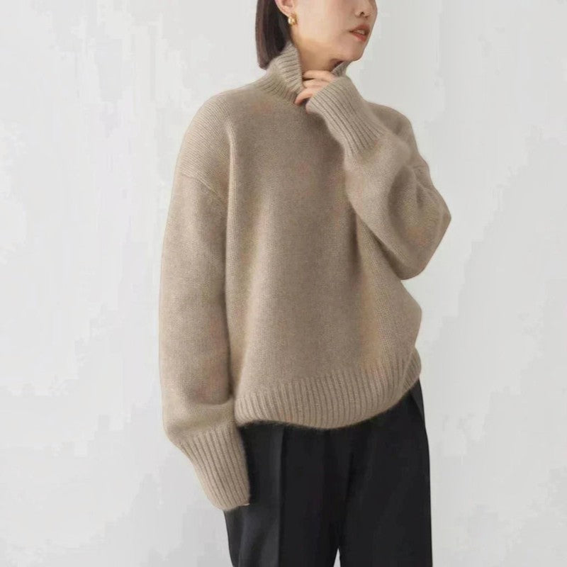 Pull Femme en Laine | Construction Tricotée & Col Roulé | Manches Longues avec Détails Côtelés pour Automne & Hiver | Valuna