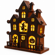 Maison Hantée 3D d'Halloween - Décoration à Piles avec LED Chaudes