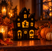 Maison Hantée 3D d'Halloween - Décoration à Piles avec LED Chaudes
