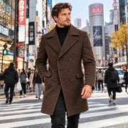 Manteau d'Hiver à Manches Longues - Coupe Décontractée avec Col Classique et Fermeture Boutonnée