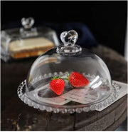 Plat à Gâteau en Acrylique 19 cm avec Cloche - Set de Présentation pour Gâteaux et Desserts