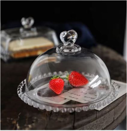 Plat à Gâteau en Acrylique 19 cm avec Cloche - Set de Présentation pour Gâteaux et Desserts