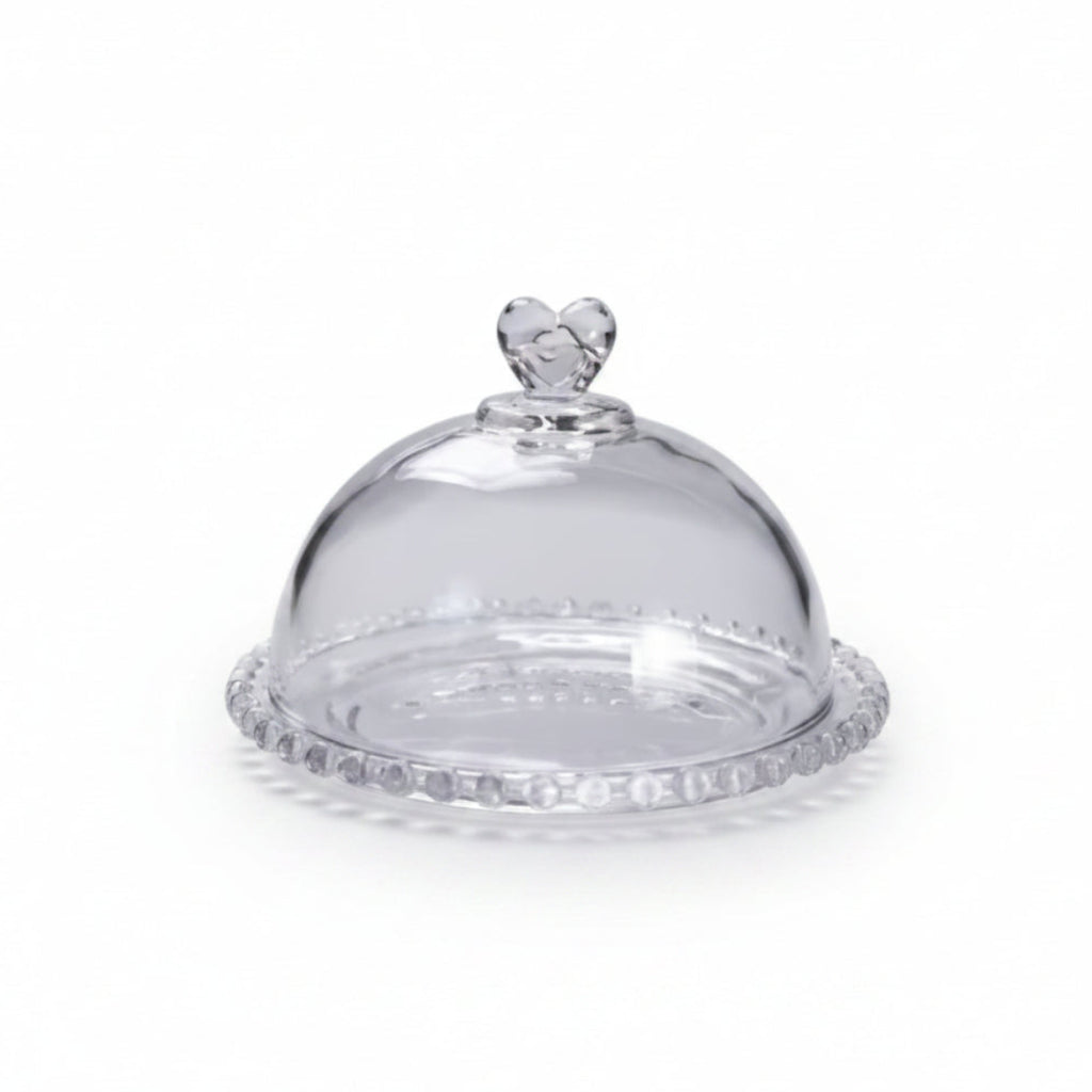 Plat à Gâteau en Acrylique 19 cm avec Cloche - Set de Présentation pour Gâteaux et Desserts