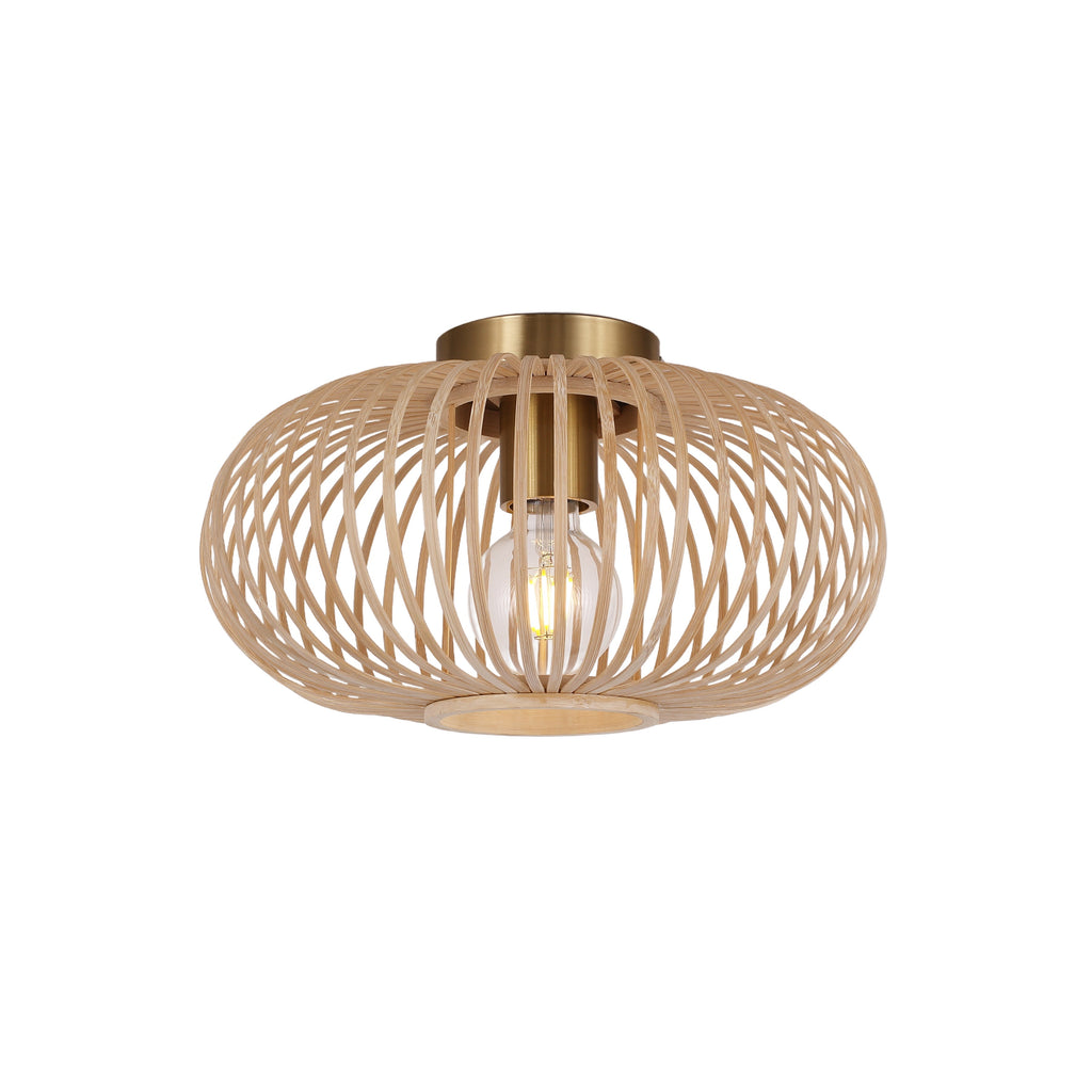 Lampe de Plafond Avec Écran en Bambou Tressé - 45 cm Construction en Fibres Naturelles