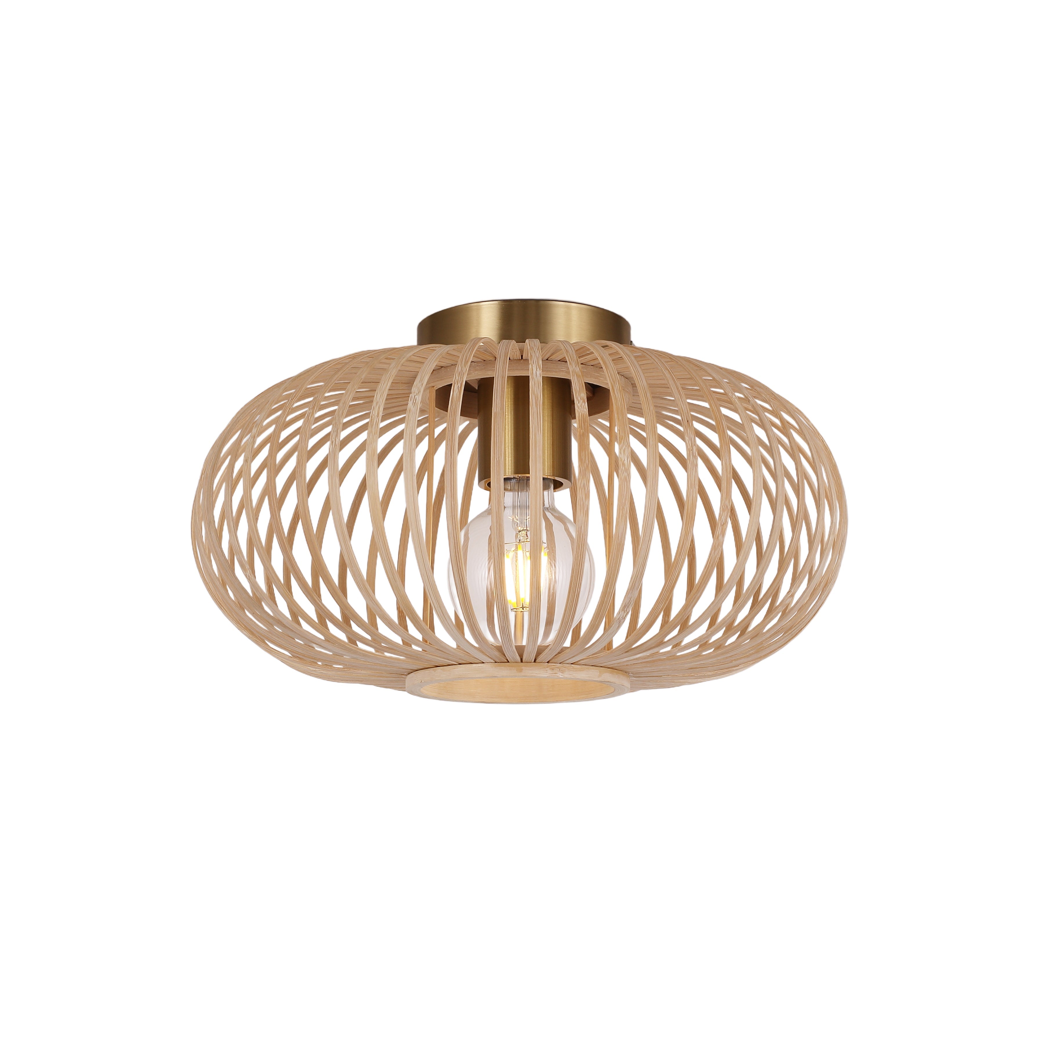 Lampe de Plafond Avec Écran en Bambou Tressé - 45 cm Construction en Fibres Naturelles