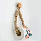 Ensemble d'Organisateurs Sans Perçage - Supports Muraux en Corde de Chanvre pour Serviettes et Papier Toilette