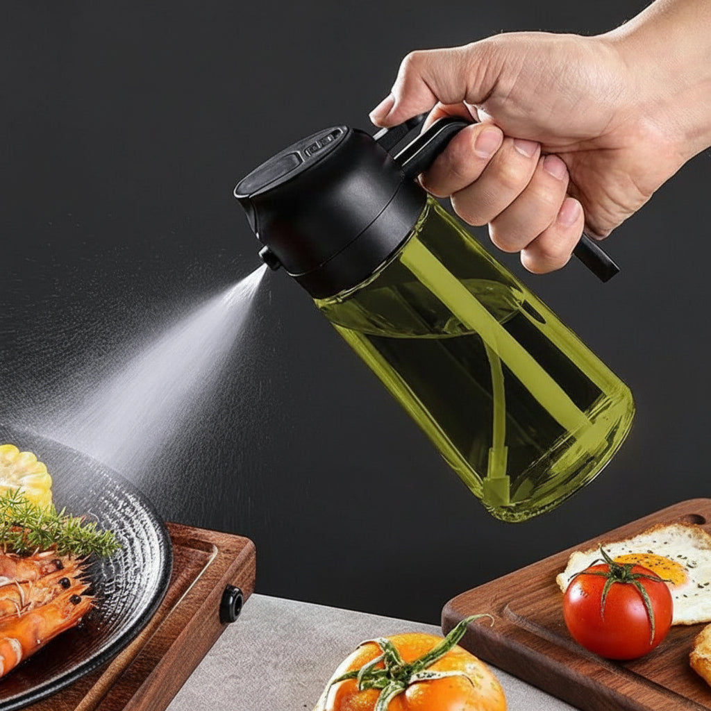 Lot de 2 Vaporisateurs d'Huile Réutilisables - Bouteilles en Verre de 470 ml avec Buse Réglable
