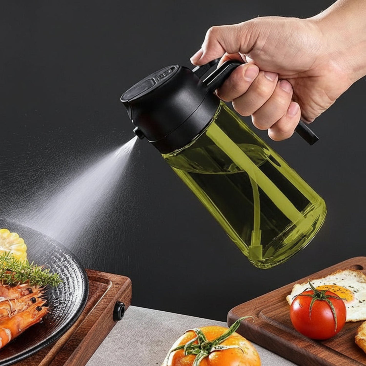 Lot de 2 Vaporisateurs d'Huile Réutilisables - Bouteilles en Verre de 470 ml avec Buse Réglable