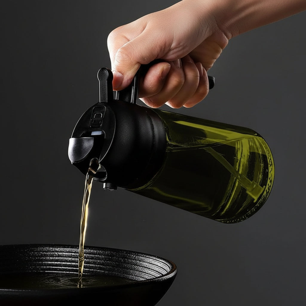 Lot de 2 Vaporisateurs d'Huile Réutilisables - Bouteilles en Verre de 470 ml avec Buse Réglable