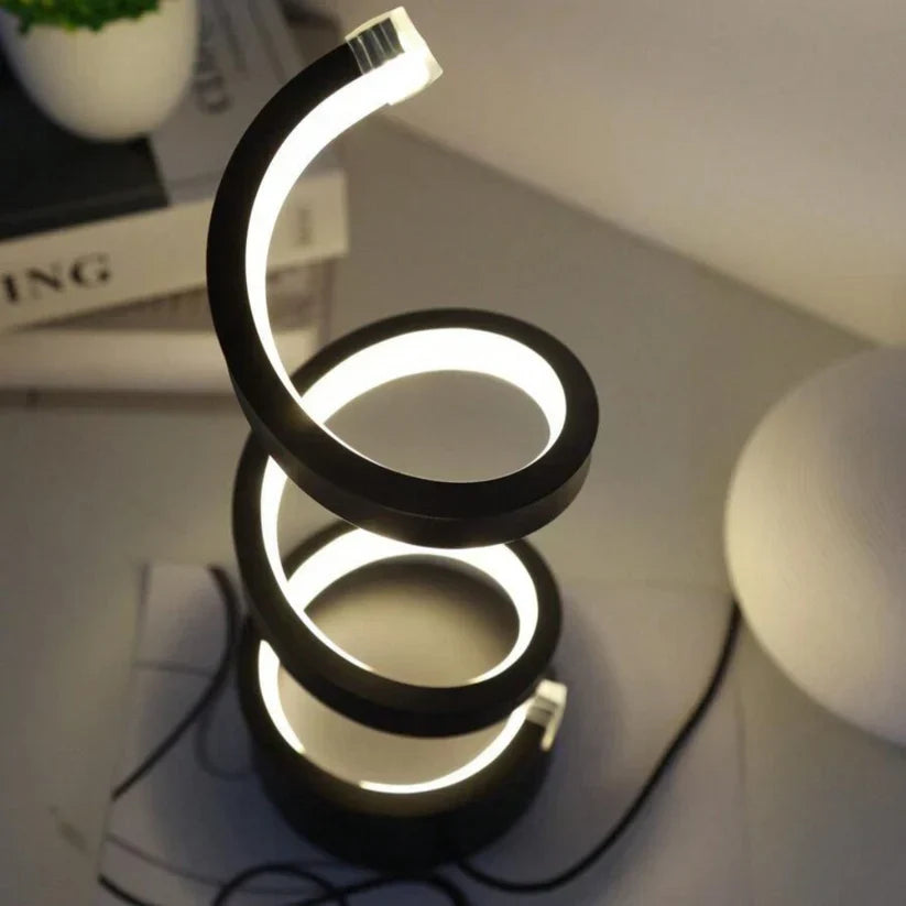 Lampe de Table LED Design Spiralé - Lampe Dimmable avec LED Intégrée