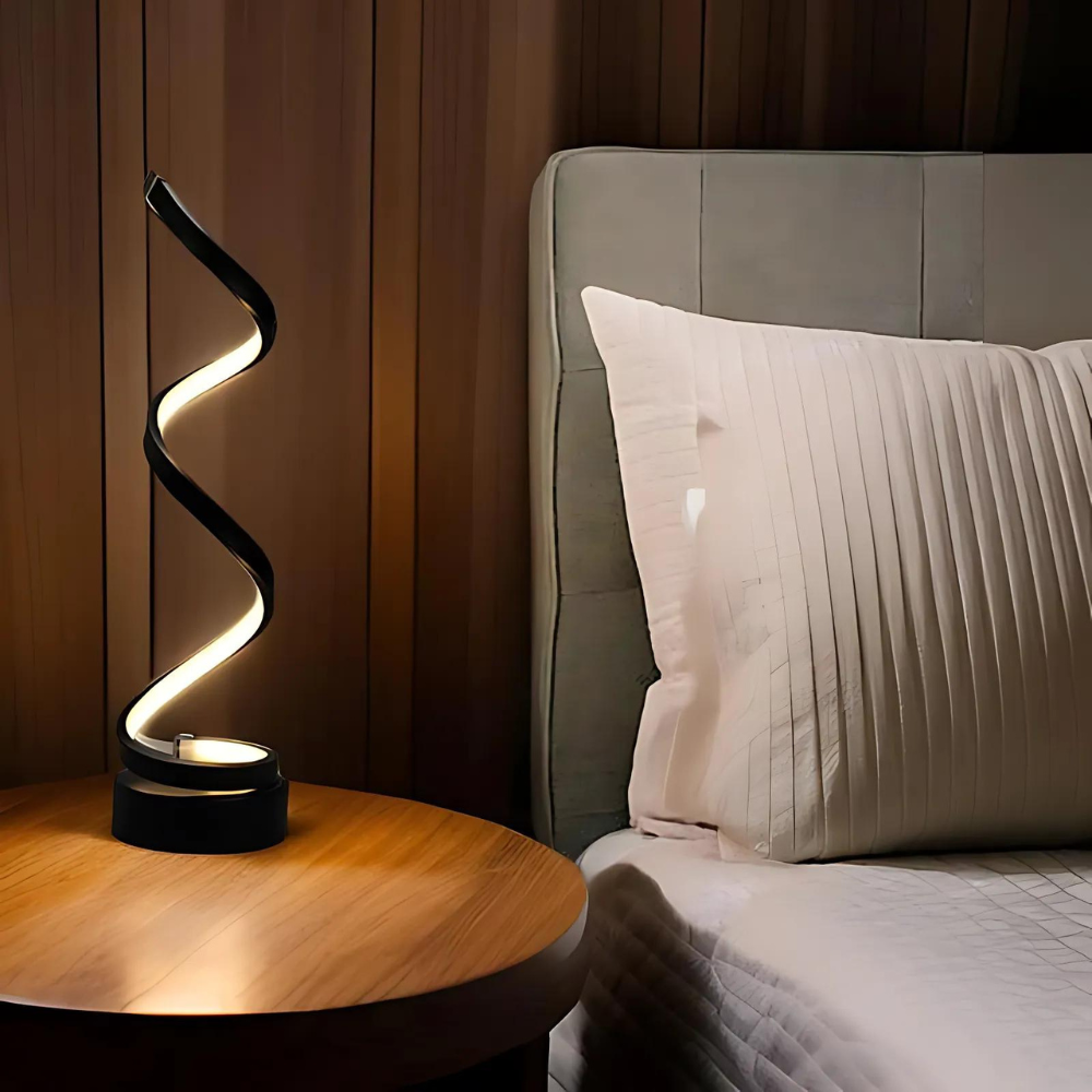 Lampe de Table LED Design Spiralé - Lampe Dimmable avec LED Intégrée