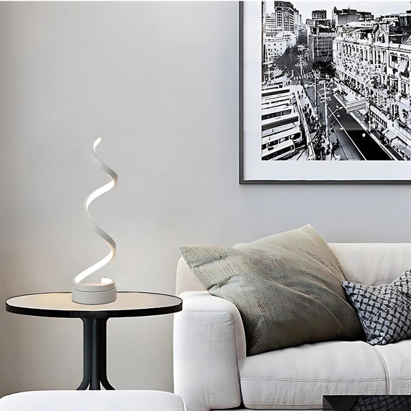 Lampe de Table LED Design Spiralé - Lampe Dimmable avec LED Intégrée