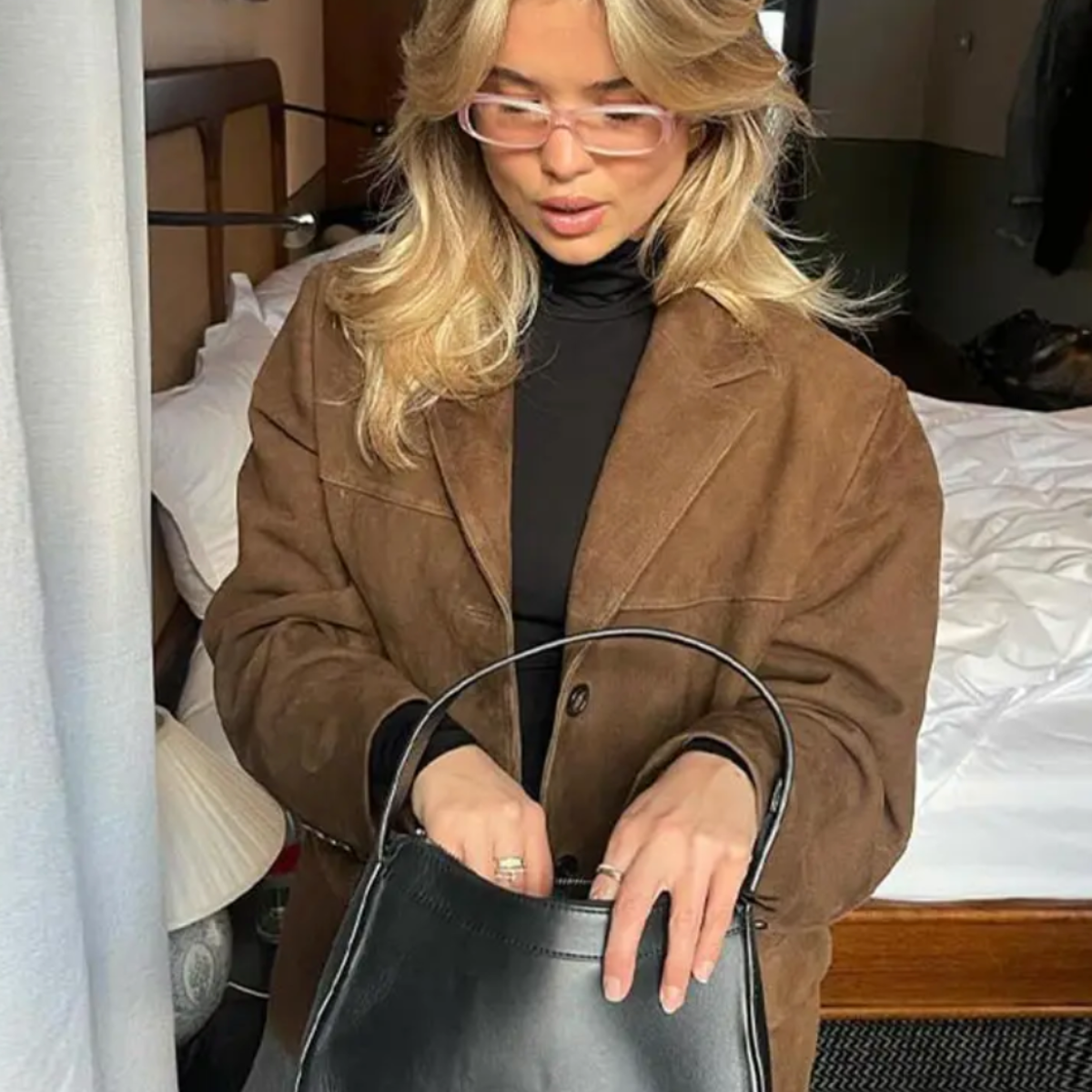 Veste Femme en Suédine | Coupe Oversized & Fermeture à Bouton | Manches Longues avec Poches pour l'Automne | Valuna