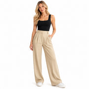 Pantalon Harem Femme en Polyester - Taille Haute Élastique et Coupe Légère