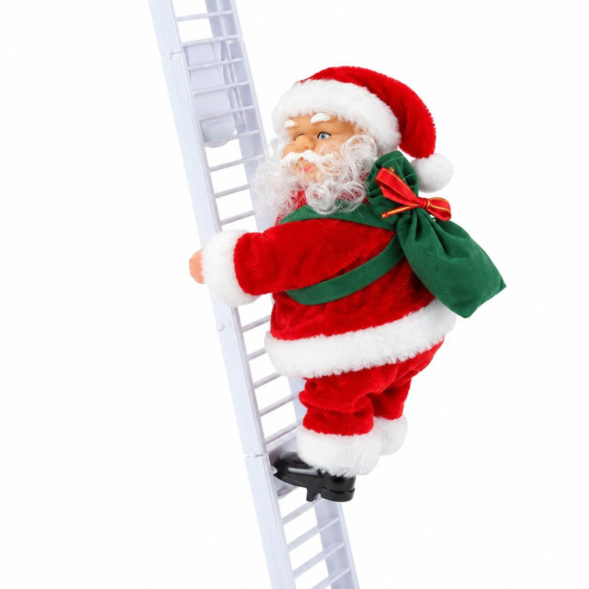 Père Noël Grimpeur Animé - Figurine Mobile avec Musique pour Décoration de Sapin et Fêtes de Noël
