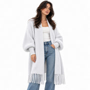 Poncho en fausse fourrure pour femme - Cape chauve-souris à franges