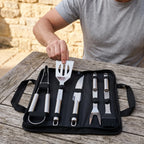 Ensemble d'Ustensiles de Barbecue Portable - Outils en Acier Inoxydable avec Mallette Zippée