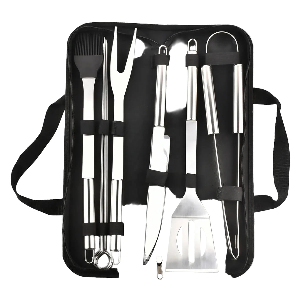 Ensemble d'Ustensiles de Barbecue Portable - Outils en Acier Inoxydable avec Mallette Zippée