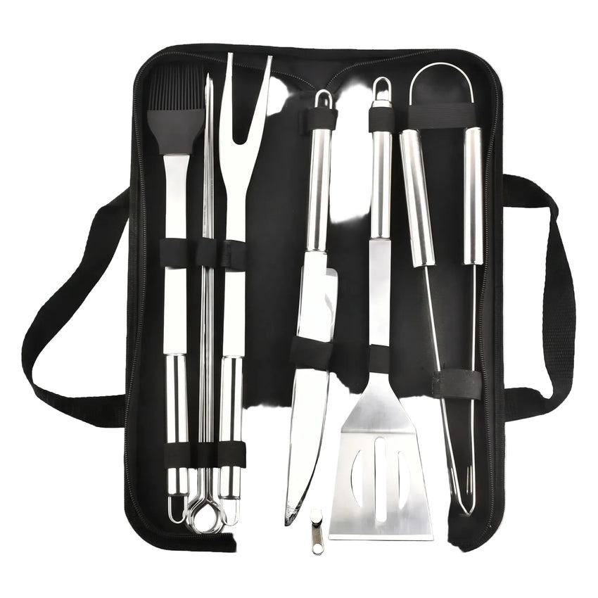 Ensemble d'Ustensiles de Barbecue Portable - Outils en Acier Inoxydable avec Mallette Zippée