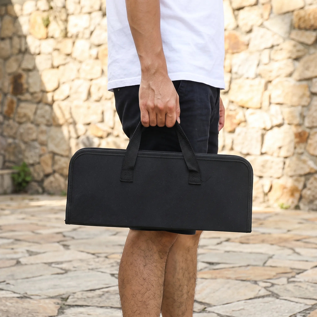 Ensemble d'Ustensiles de Barbecue Portable - Outils en Acier Inoxydable avec Mallette Zippée