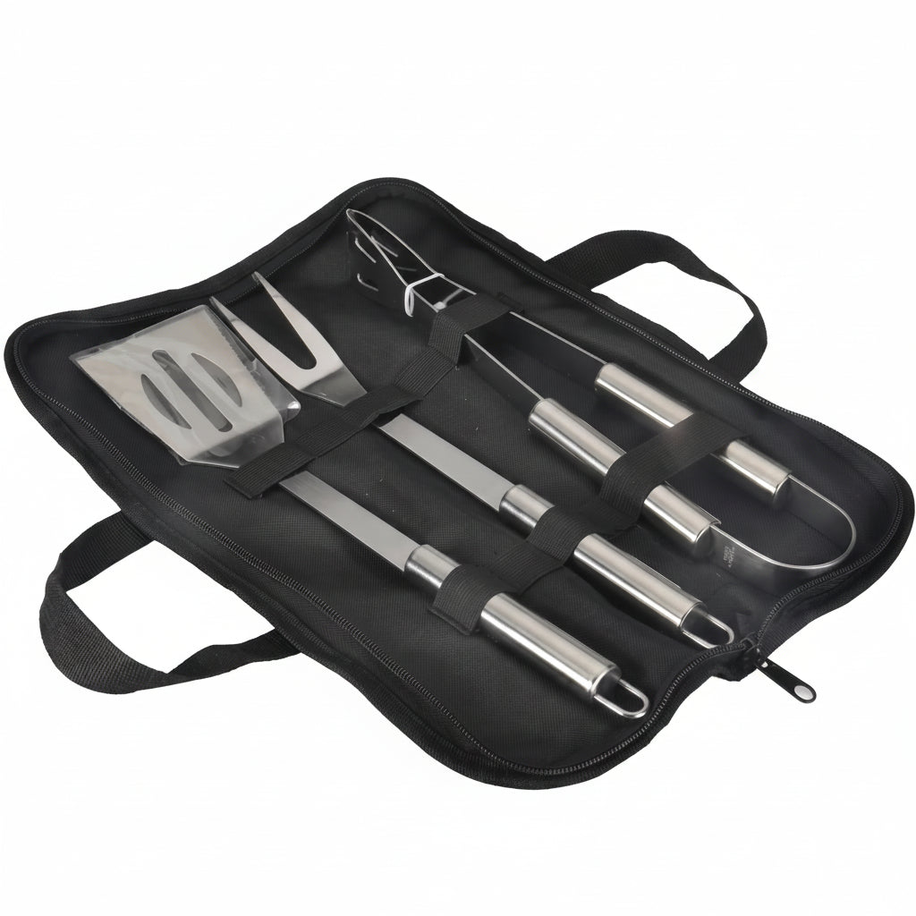 Ensemble d'Ustensiles de Barbecue Portable - Outils en Acier Inoxydable avec Mallette Zippée