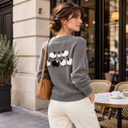 Pull Tricoté Rétro Femme - Manches Longues pour Superposition en Automne