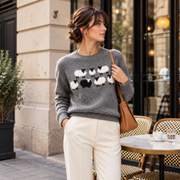 Pull Tricoté Rétro Femme - Manches Longues pour Superposition en Automne