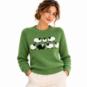 Pull Tricoté Rétro Femme - Manches Longues pour Superposition en Automne