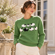 Pull Tricoté Rétro Femme - Manches Longues pour Superposition en Automne