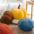 Coussin Décoratif en Forme de Citrouille - Coton et Polyester avec Surface Texturée