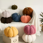 Coussin Décoratif en Forme de Citrouille - Coton et Polyester avec Surface Texturée