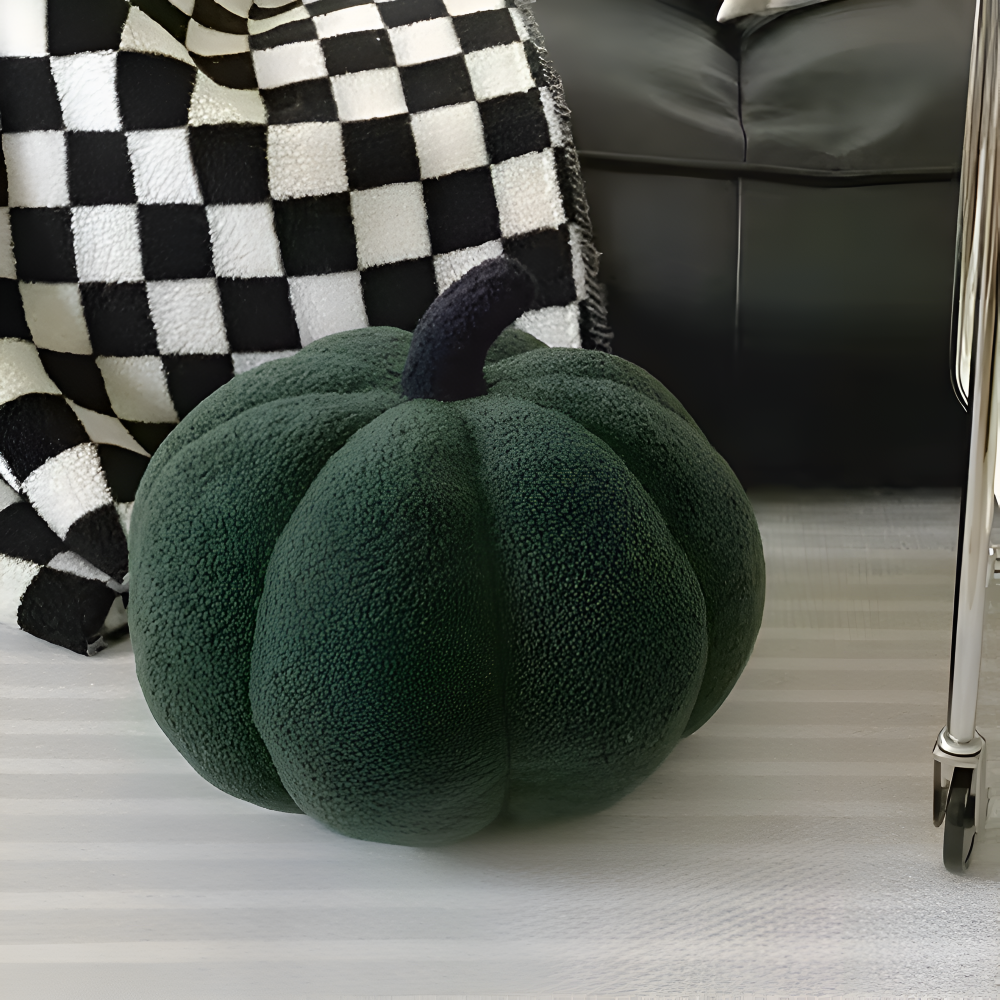 Coussin Décoratif en Forme de Citrouille - Coton et Polyester avec Surface Texturée
