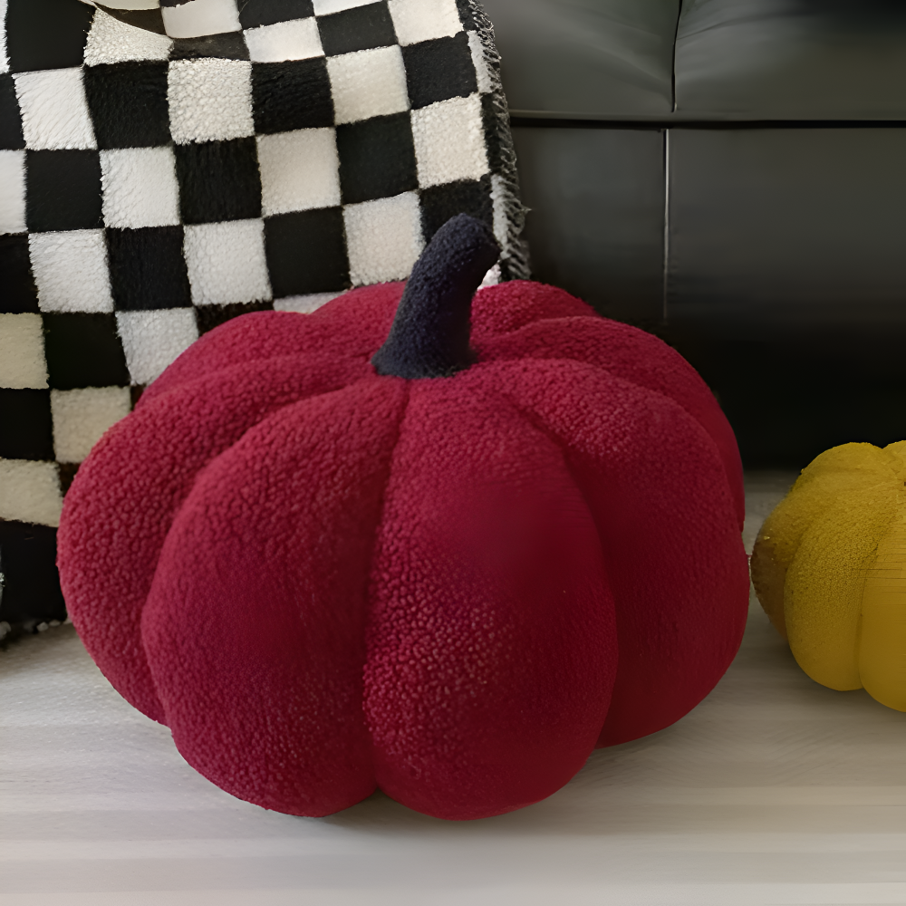 Coussin Décoratif en Forme de Citrouille - Coton et Polyester avec Surface Texturée