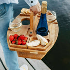 Table de Pique-Nique - Bois Amovible Avec Compartiments Pour Verres et Bouteilles