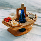 Table de Pique-Nique - Bois Amovible Avec Compartiments Pour Verres et Bouteilles