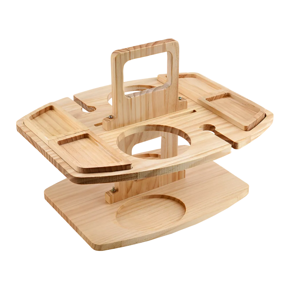 Table de Pique-Nique - Bois Amovible Avec Compartiments Pour Verres et Bouteilles
