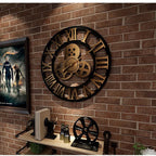 Horloge Murale en Bois - Horloge Rétro Industrielle Ronde de 30 cm pour Intérieur