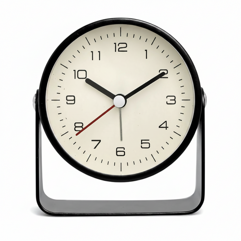 Réveil Analogique Vintage - Horloge à Quartz en Métal Noir avec Fonction Snooze