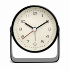 Réveil Analogique Vintage - Horloge à Quartz en Métal Noir avec Fonction Snooze