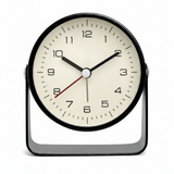 Réveil Analogique Vintage - Horloge à Quartz en Métal Noir avec Fonction Snooze