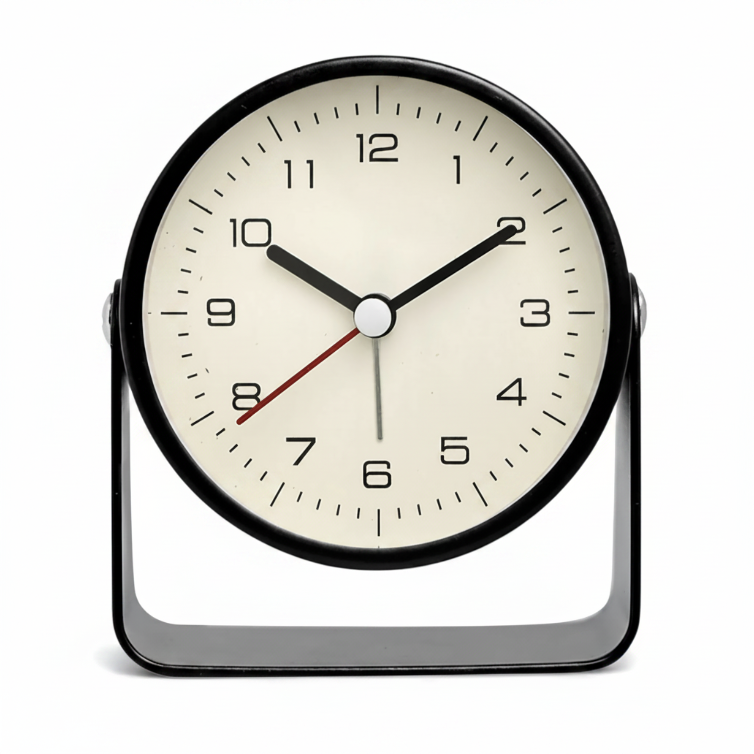 Réveil Analogique Vintage - Horloge à Quartz en Métal Noir avec Fonction Snooze