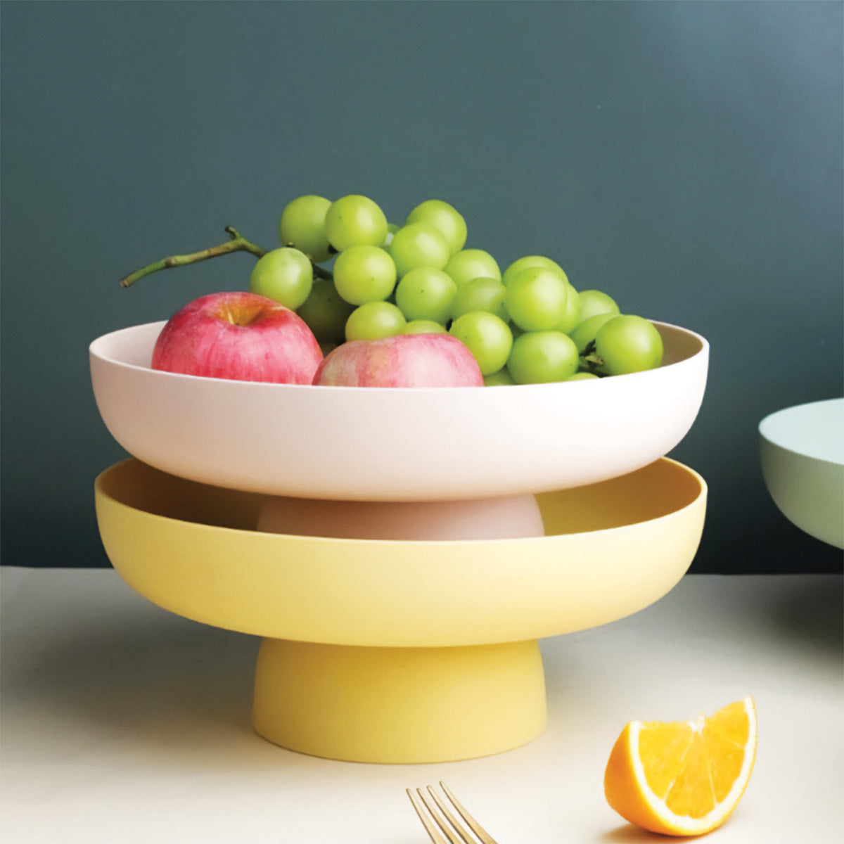 Panier à Fruits Rond - Panier de Rangement Vert et Aéré pour Plan de Travail
