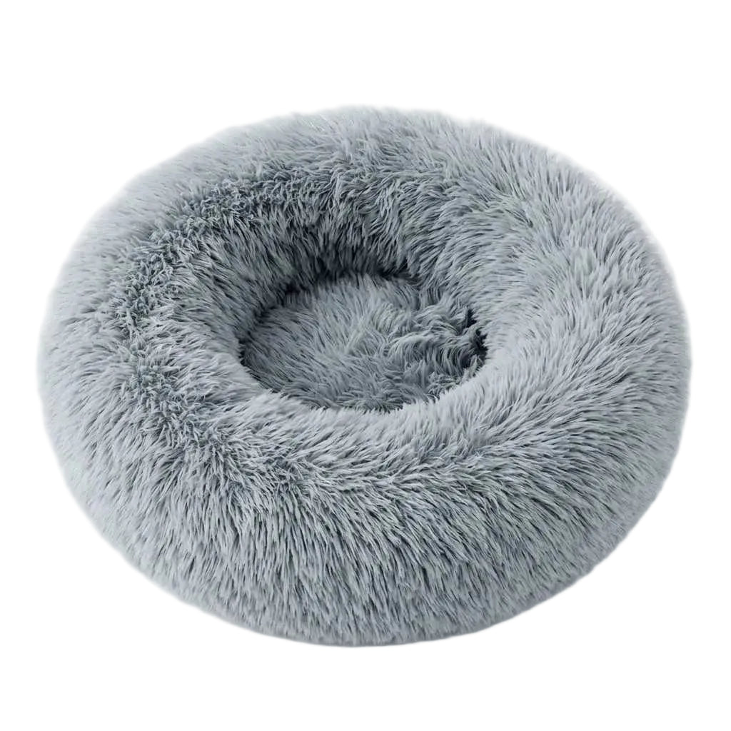 Lit Rond pour Chien et Chat - Nylon et Fausse Fourrure avec Bord Rembourré