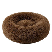 Lit Rond pour Chien et Chat - Nylon et Fausse Fourrure avec Bord Rembourré