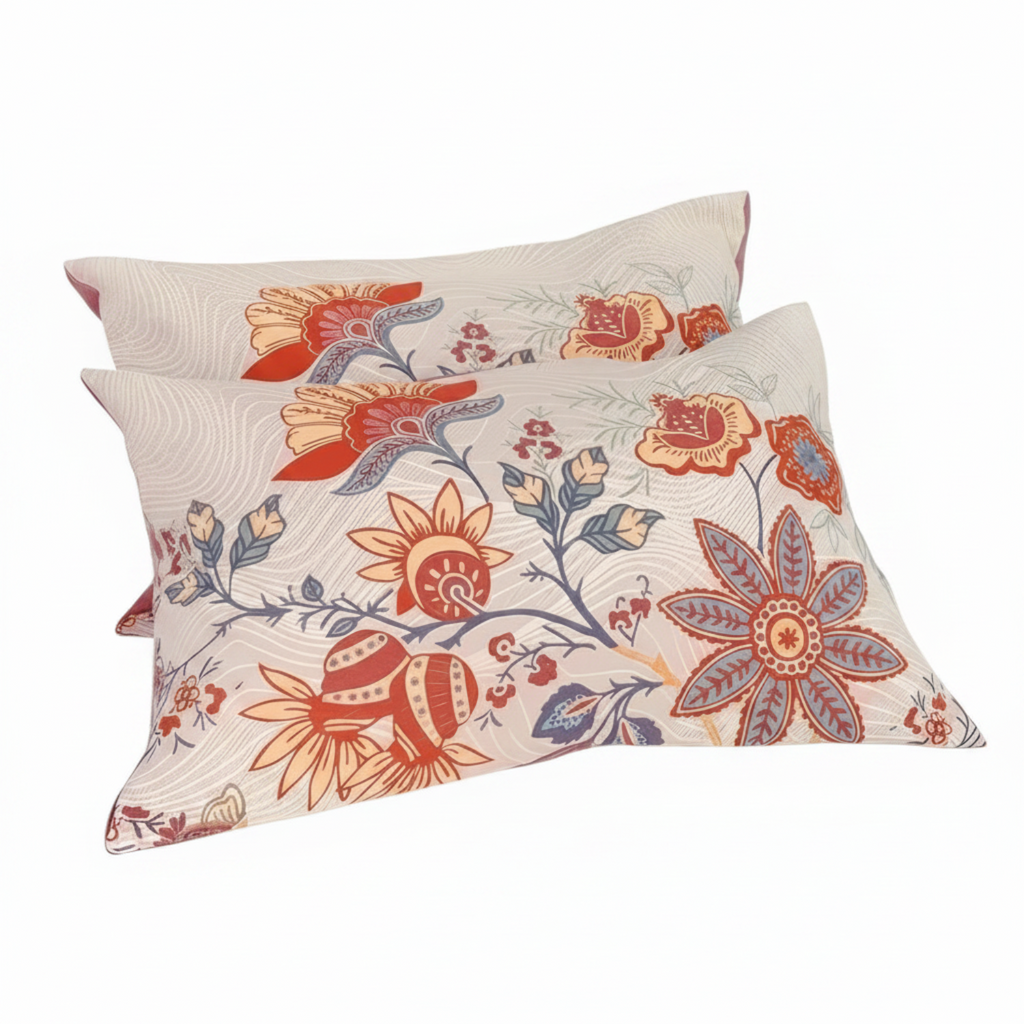 Housses de Coussin Florales Boho - Lot de 2 en Coton pour Coussins