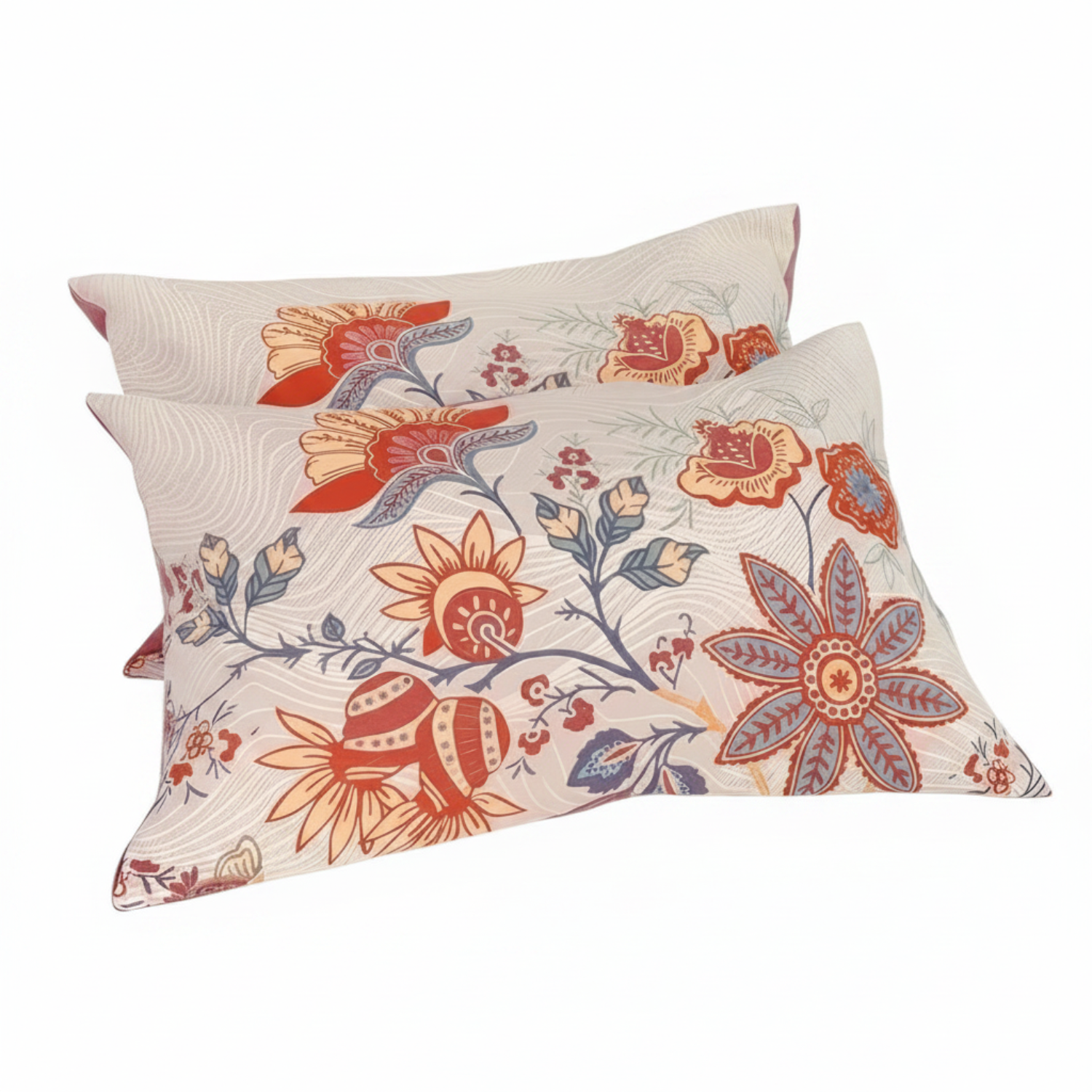 Housses de Coussin Florales Boho - Lot de 2 en Coton pour Coussins