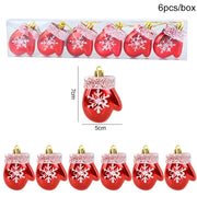 Lot de 6 Décorations de Noël à Suspendre - Ornements Rouges et Blancs à Rayures Sucrées et Flocons de Neige